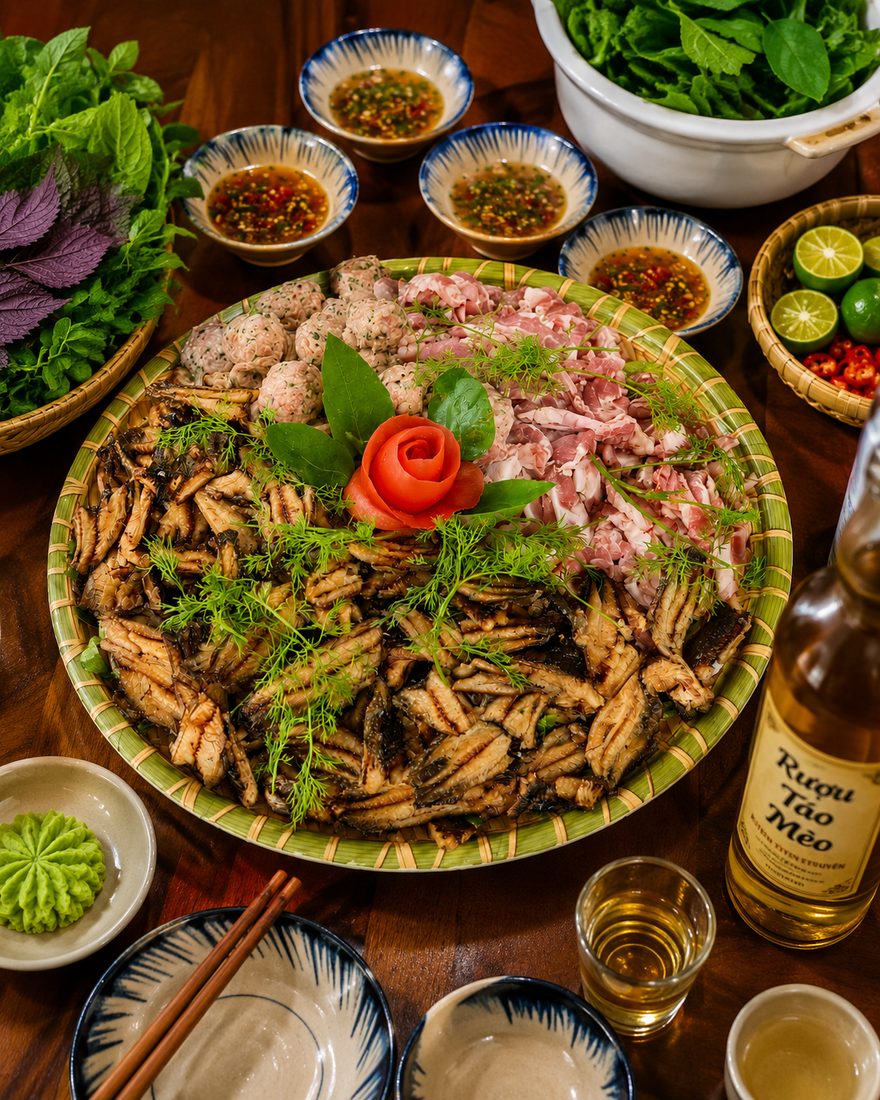 Trạch lươn đồng nướng tại Ven Sông Quán